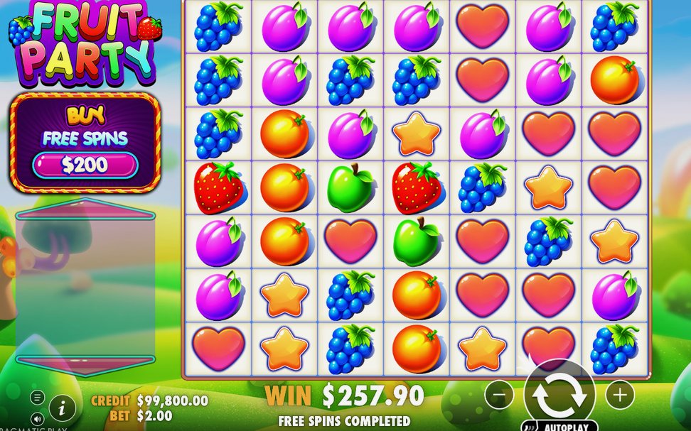 Win screen after a block pays out on the grid